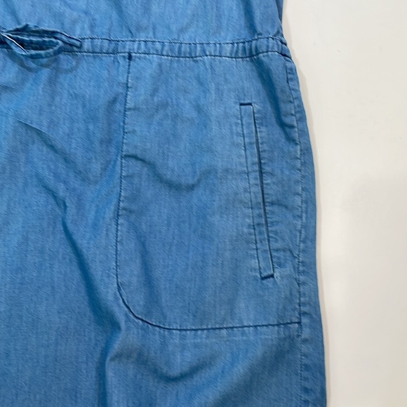 J. Crew Chambray Dress Size XL Sleeveless Henley Style With Drawstring Waist - Picture 8 of 11